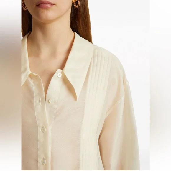 KHAITE The Noir Silk Shirt in Cream - Picture 3 of 10